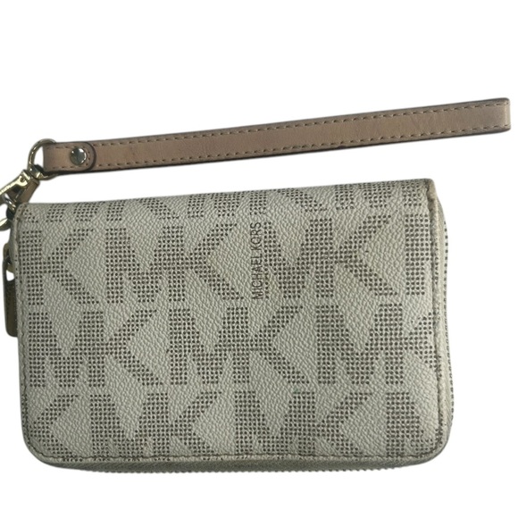 Michael Kors Beige Brown Logo Wristlet Wallet Organizer - Picture 12 of 15